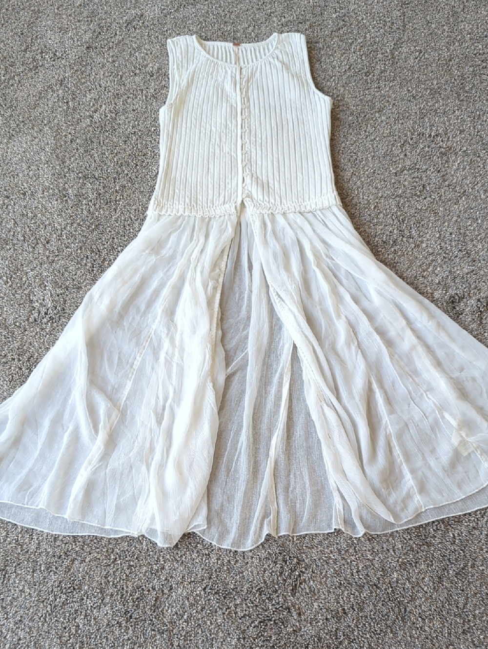 Free People Button Front Longline Maxi Top Vest - Ivory S